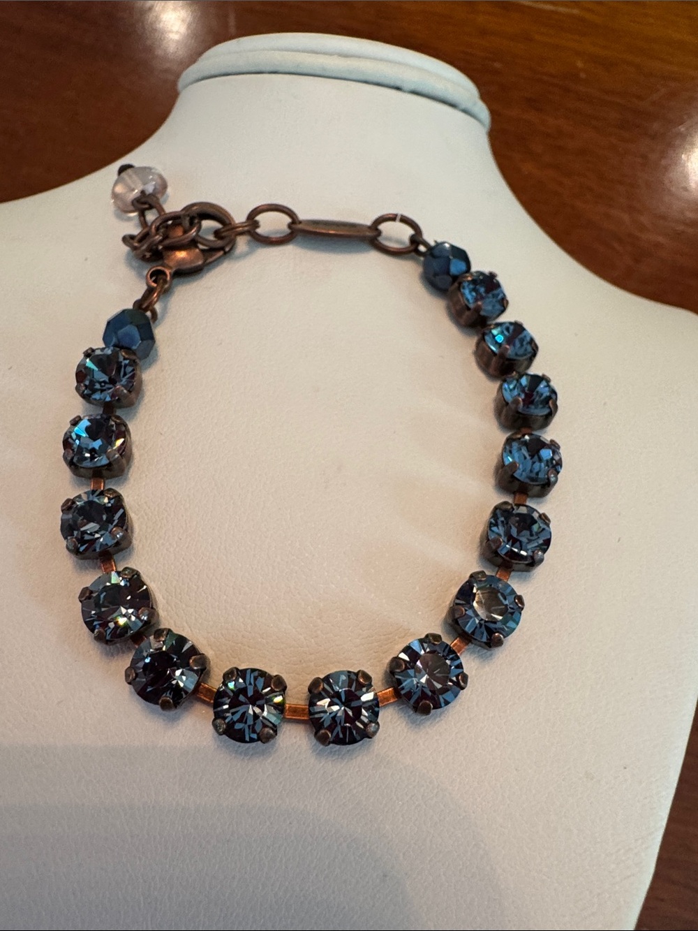Sabika Blue Crystal Bracelet - Women's Sparkling Tennis Style
